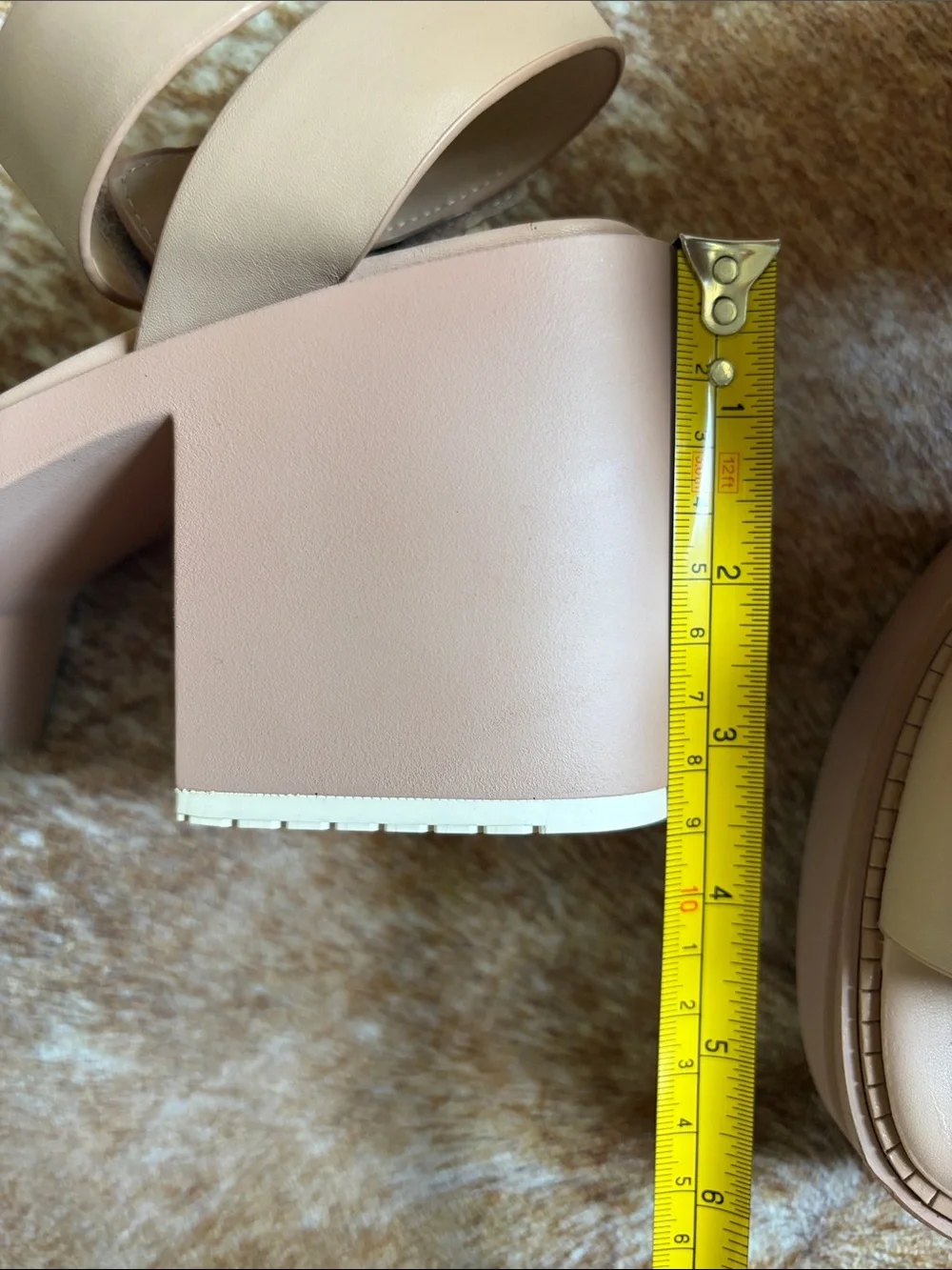 Naked Feet Blush Tan Platform Block Heel Sandals